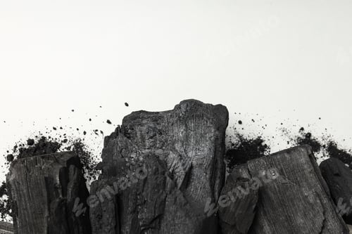 Preview: Natural black hardwood charcoal on white background