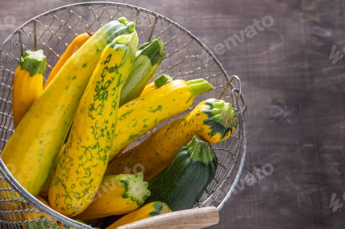 Preview: Yellow-green zucchini. Vegetables harvest.