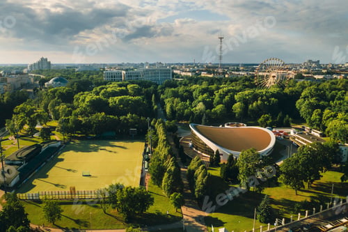 Preview: Sports ground and sports complex in the city's Gorky Park in Minsk.Soccer field and hockey