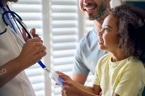 Preview: Close Up Of Girl Looking At Nurse's Security Lanyard