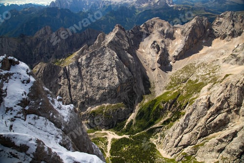 Preview: Panoramic view from the top of the Marmolada Glacier, Dolomites, South Tyrol, Italy.