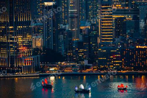 Preview: Hong Kong cityscape at night, view from mountain