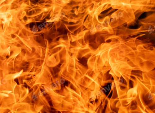 Preview: Flames of fire on black background