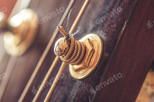 Preview: Close up, part of an acoustic guitar, macro detail.