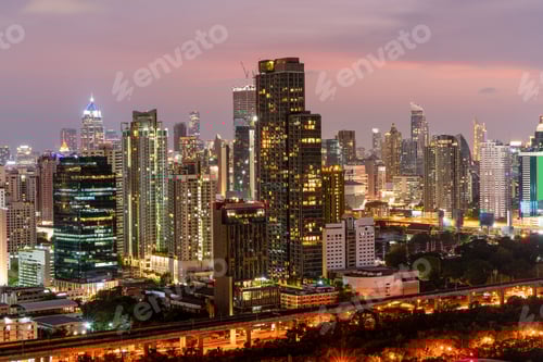 Preview: City skyline and skyscraper Bangkok Thailand. Beautiful view in Bangkok