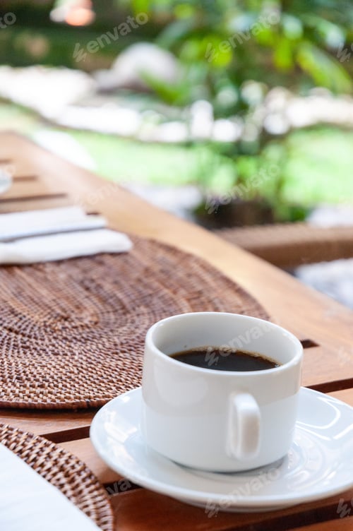 Preview: A cup of coffee on the breakfast table.