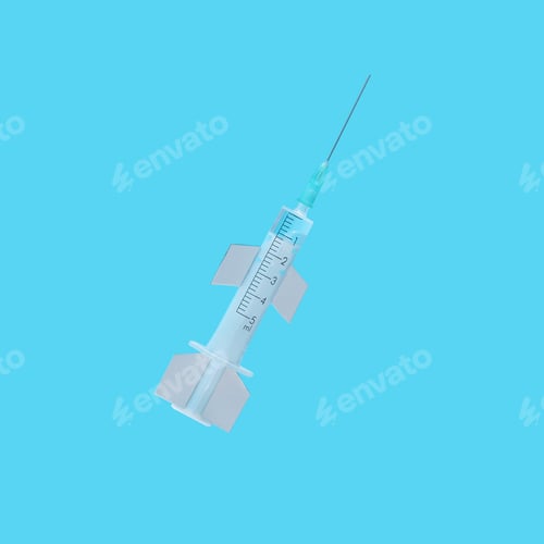 Preview: Medical syringe with a needle on a blue background