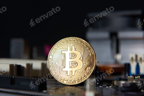 Preview: Gold Bitcoin electronic computer processor board