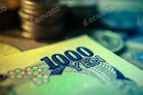 Preview: Yen Notes And Yen Coins For Money Concept Background