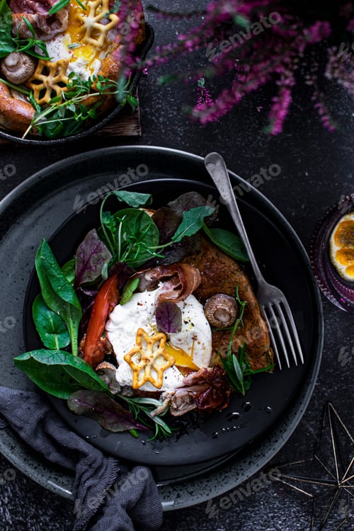 Preview: Dutch baby pancake with poached egg and prosciutto ham recipe