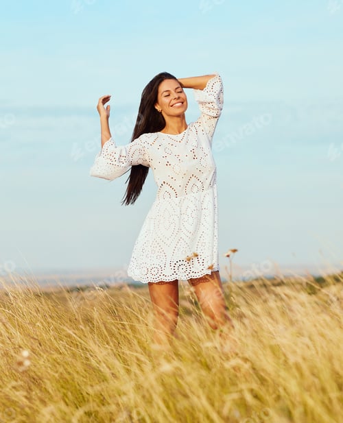 Preview: outdoor woman portrait young adult female beautiful girl lifestyle beauty happy attractive summer