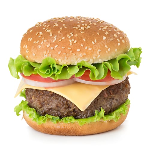 Preview: American big delicious classic burger isolated on white background.