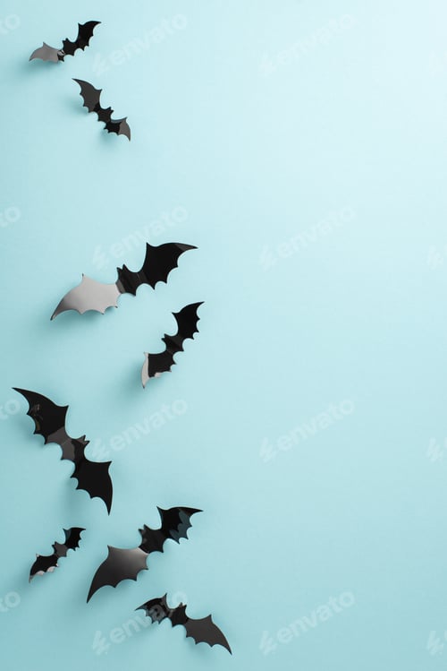 Preview: Experience the allure of eerie Halloween nocturnal concept. Overhead vertical image