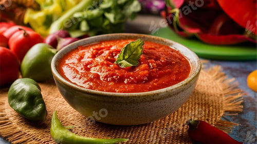 Preview: Vibrant tomato salsa with fresh vegetables.