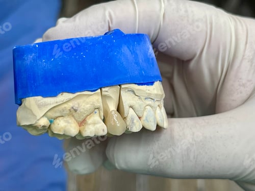 Preview: Model mouth with whit teeth medical created by the dental technician.