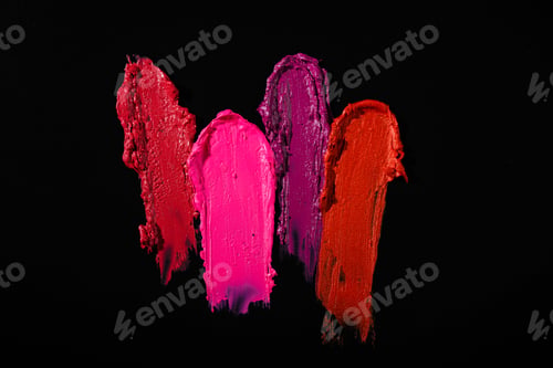 Preview: Different lipstic smudge on black background