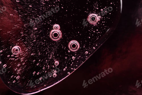 Preview: Top view of the cosmetic gel with bubbles inside.