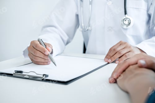 Preview: Doctor is explaining the symptoms to the patient at medical clinic