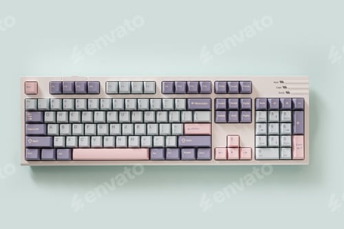 Preview: Modern mechanical keyboard. Minimal style and design keyboard. Custom build keyboard.