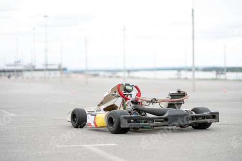 Preview: a karting machine vehicle parked near racetrack, go-kart hobby