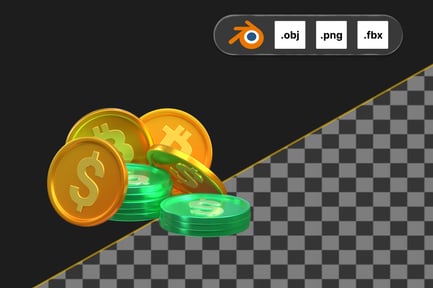Preview: Bitcoin & Cash Coins 3D Icon