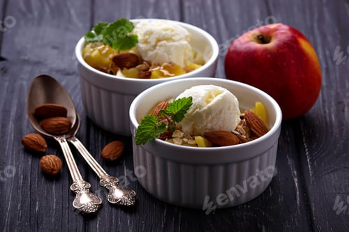 Preview: Dessert with apple and ice cream