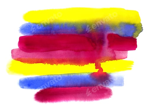 Preview: Bright Abstract Watercolor Streaks in Yellow Red Blue