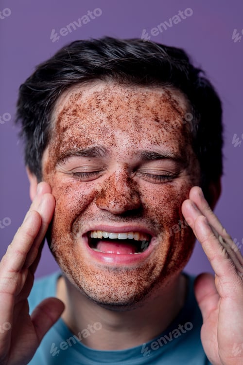 Preview: smiling guy in a face care mask