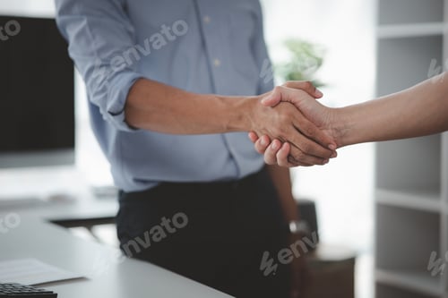 Preview: Business investor group holding hands, Two businessmen are agreeing on business together and shaking