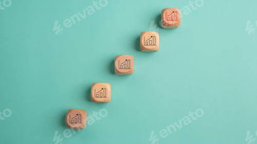 Preview: Increasing graph on wooden blocks for successful business plan, Business strategy planning