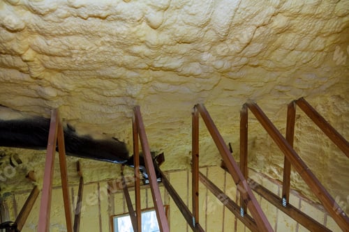 Preview: Spray Foam Insulation Applied Inside Building Rafters