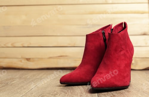 Preview: women shoes on wooden background