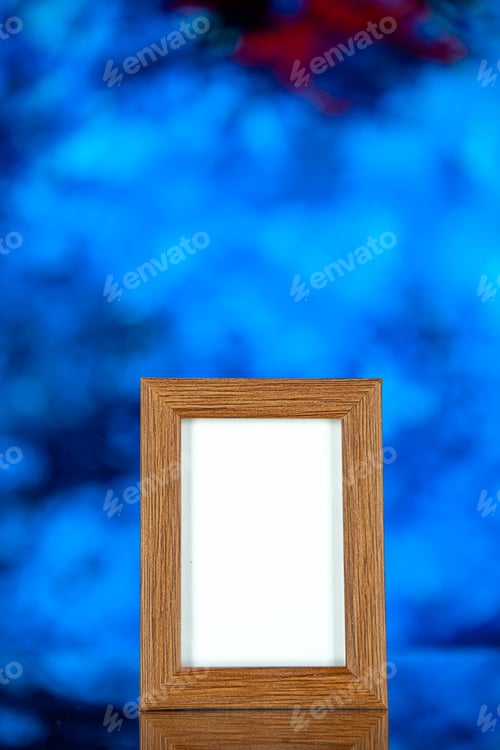 Preview: front view picture frame on blue background picture photo portrait color family gift