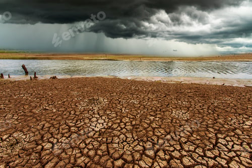 Preview: Dry Cracked Earth With Storm Clouds and Rain