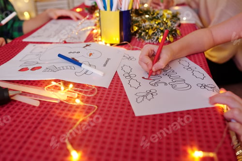 Preview: Kids coloring Christmas pictures