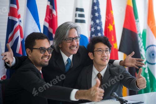 Preview: Cooperation of international businessmen, International flag