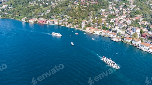 Preview: Istanbul - Turkey, September 8, 2021, Beykoz coast aerial view with drone