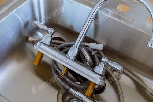 Preview: Close-up Of New during repairing kitchen sink