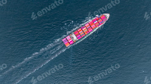 Preview: Aerial view container cargo ship freight shipping international, Global business freight