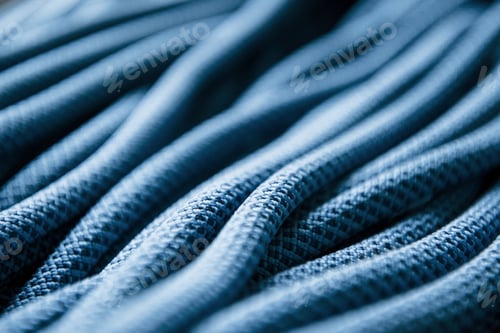 Preview: Coiled Blue Rope Fibers Abstract Close Up