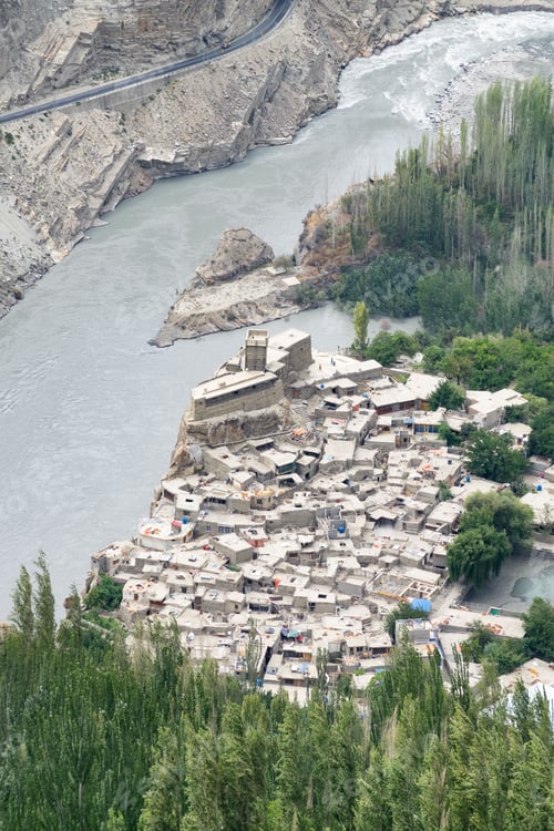 Preview: High angle shot of Altit fort in Hunza valley, Karimabad, Karakoram highway, Pakistan