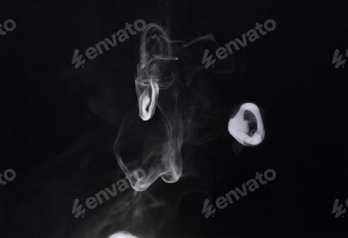 Preview: Smoke, fog and air puff on dark background, vapor wave with cloud of gas and fantasy in a studio. T