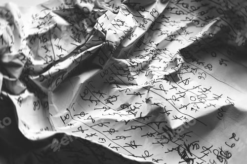 Preview: Handwritten Mathematical Calculations and Potential Cypher on Paper