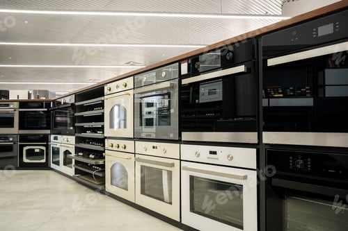 Preview: Electrical ovens, home appliances in the store