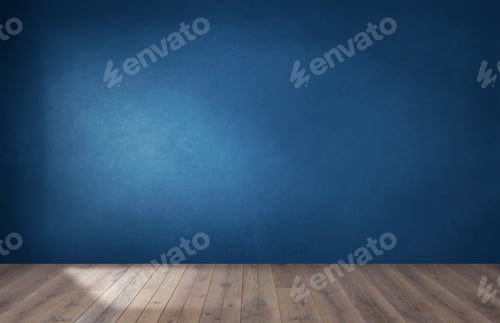 Preview: Blue Wall Background with Wooden Floor Texture