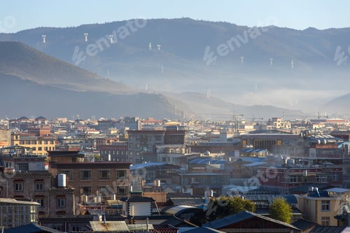 Preview: Rooftop view of Shangrila Old town Yunnan China