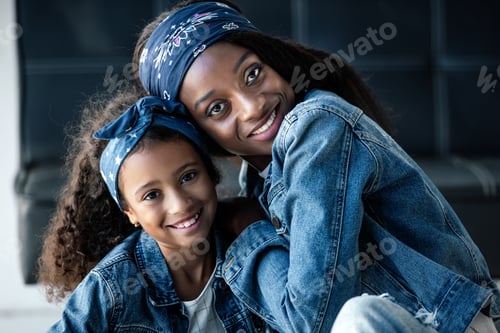 Preview: portrait of smiling african american family at home