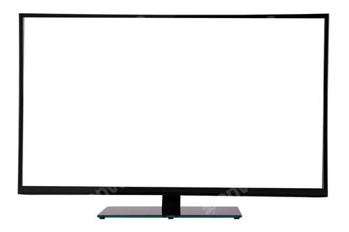 Preview: modern slim plasma TV on black glass stand isolated on a white b