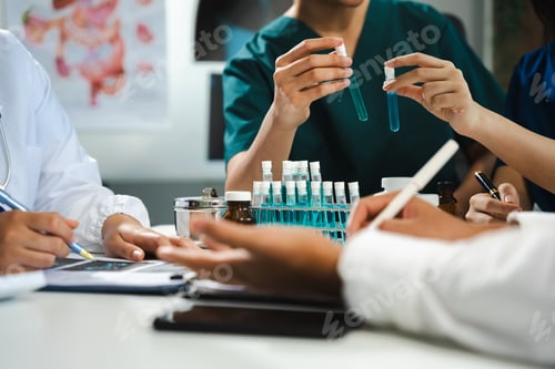 Preview: Medical team working on digital tablet healthcare doctor technology tablet using computer analyzed