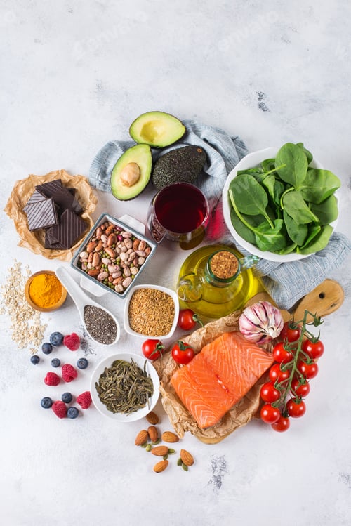 Preview: Assortment of healthy food low cholesterol
